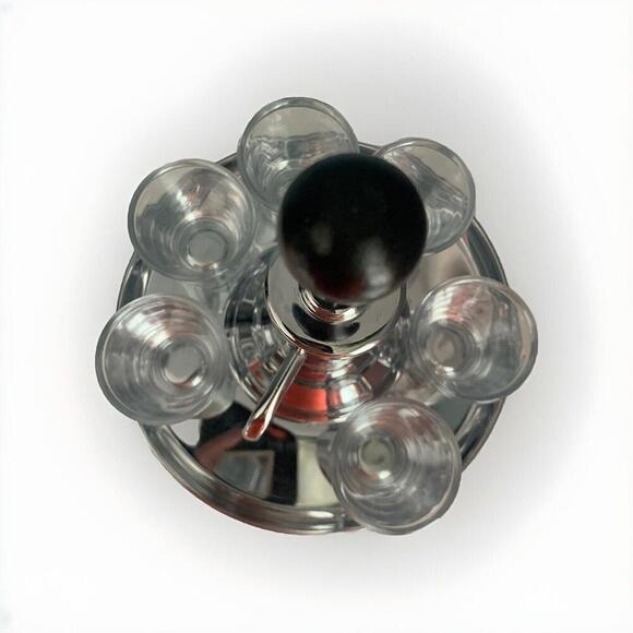 Vintage Liquor Dispenser Glass Chrome MCM Cocktail Bar Park Industries Shots - Picture 3 of 11